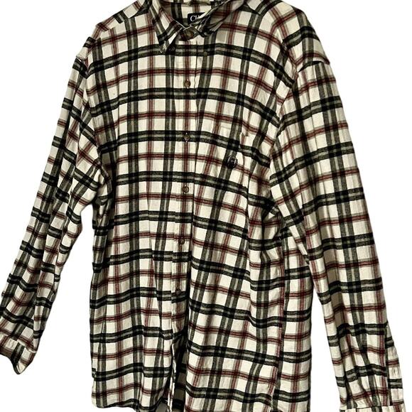 Chaps Flannel Shirt Mens Size XXLT Black Red Plaid Long Sleeve Button Collar - Picture 1 of 7